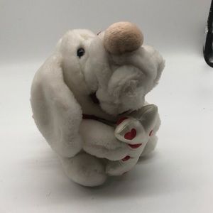 Ganzbros Wrinkles Dog With Bone 6" Plush 1981 White Tags Valentine Hertiage